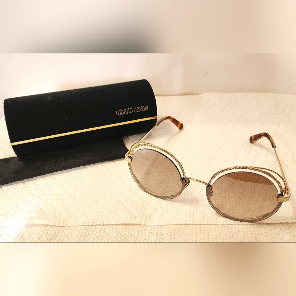 Roberto Cavalli RC 1101 32G Gold Metal Round Sunglasses Frame 60-18-140